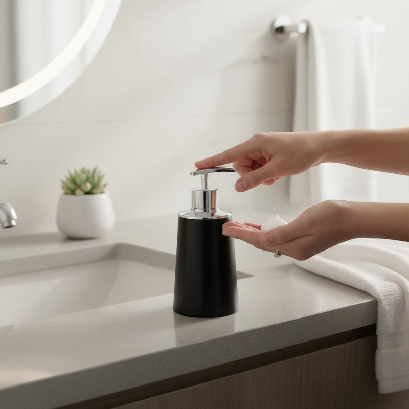 Picture of Premium multicolor acrylic liquid handwash soap dispenser pump for bathroom vanity decor featuring a durable shatterproof body and refillable container designed to add a stylish touch to your modern kitchen sink today.-Multicolor