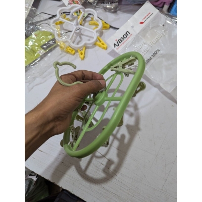 Picture of Multifunctional Plastic Sock Drying Rack Hanger with Multiple Peg Clips | Foldable Windproof Swivel Hook Laundry Airer Organizer for Underwear, Bras, Baby Clothes, Small Items, Towels | Space-Saving Drip Hanger-Multicolor