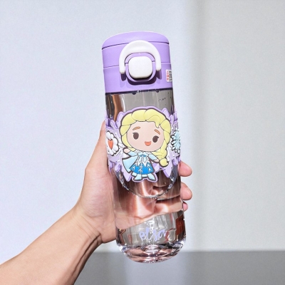 Picture of 600ml Kuromi Logo Water Bottle Spiderman Mickey Mouse Kids Kettle | Leak Proof Plastic Drinkware | Hot Cold Beverages Safe | Food Grade Material | Cartoon Children’s Drinking Cup with Handle | 1pcs-Multicolor