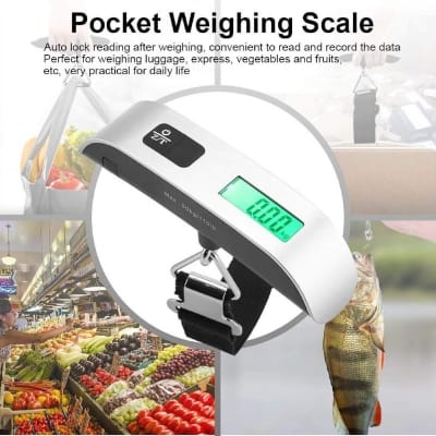 Picture of VIGIND Digital Luggage Scale Portable Handheld Baggage Electronic Scale for Travel Use 50kg 110lb Capacity with Backlit LCD Display High Precision Sensor and Built-in Temperature Sensor for Suitcases and Heavy Bags.-Multicolor