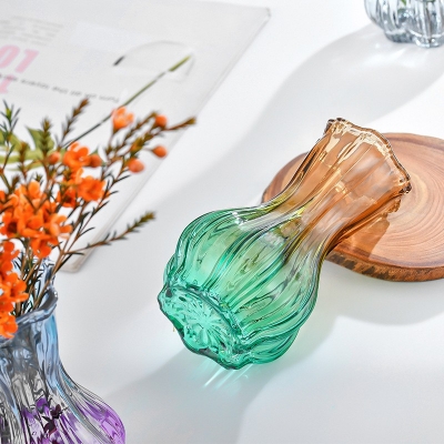 Picture of Flower Vase Simple Ins Style Small Diamond Shape Vase Glass Vase Living Room Table Aquatic Flower Arrangement Decoration Home Decor-Multicolor