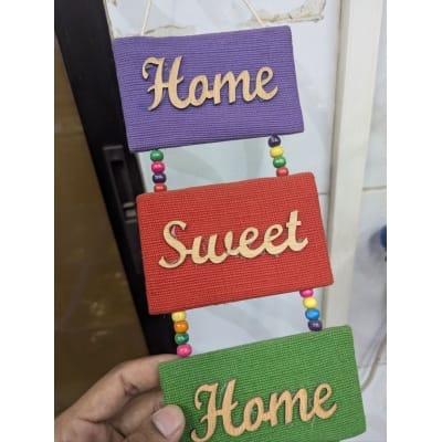 Picture of Handicraft jute material Home Sweet Home wall hanging for living room decoration to make your house look colorful and beautiful with premium quality handmade home decor item for every modern interior.-Multicolor