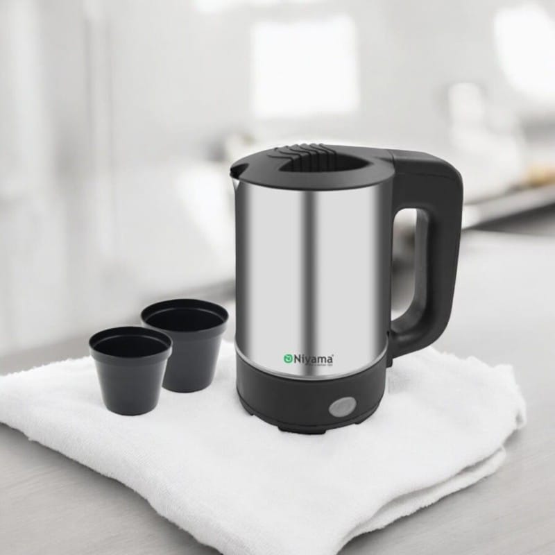 Picture of Portable Stainless Steel Electric Kettle – 500ml, 800W, 220V, 50Hz, Fast Boil Travel Water Boiler, Compact, Ideal for Travel, Office, and Home Use, Multiple Color Options (1 Pc)-Multicolor