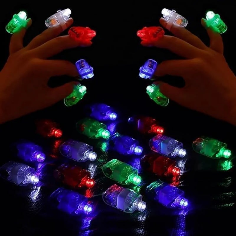 Picture of 4Pcs LED Party Finger Lights, Finger Ring Toys for Boys Girls Men Women Party Favor Halloween Raves Concert Shows Party Supplies Decorations LED Finger Flashlight Light Up-Multicolor