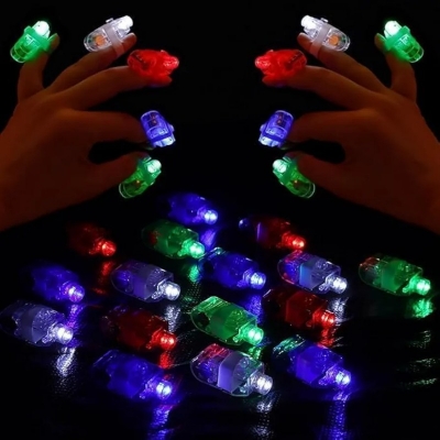 Picture of 4Pcs LED Party Finger Lights, Finger Ring Toys for Boys Girls Men Women Party Favor Halloween Raves Concert Shows Party Supplies Decorations LED Finger Flashlight Light Up-Multicolor