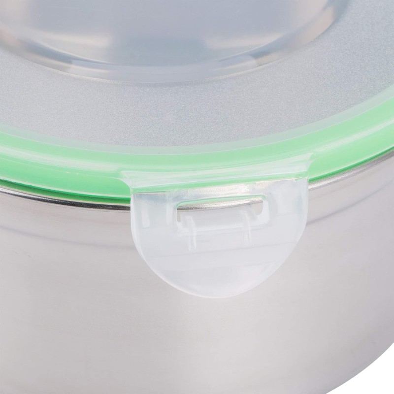 Picture of Preservation Bowl, Heat‑Resistant 304 Stainless Steel with Lid 3Pcs/Set Fridge Storage Box, for Home Refrigerator 15 cm,3cm & 11cm-Multicolor