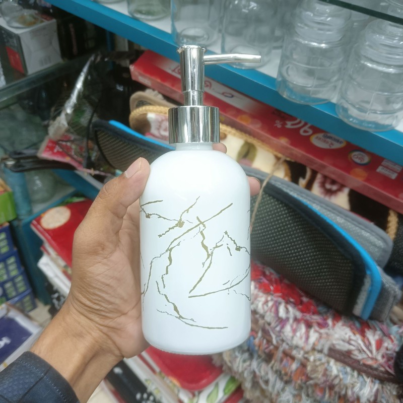 Picture of 1 pcs Glass Soap Dispenser Pump Bottle Press Design Refillable Lotion and Shampoo Container for Bathroom and Kitchen Marble Pattern Hand Soap Dispenser Easy to Fill and Operate 320 ml-Multicolor