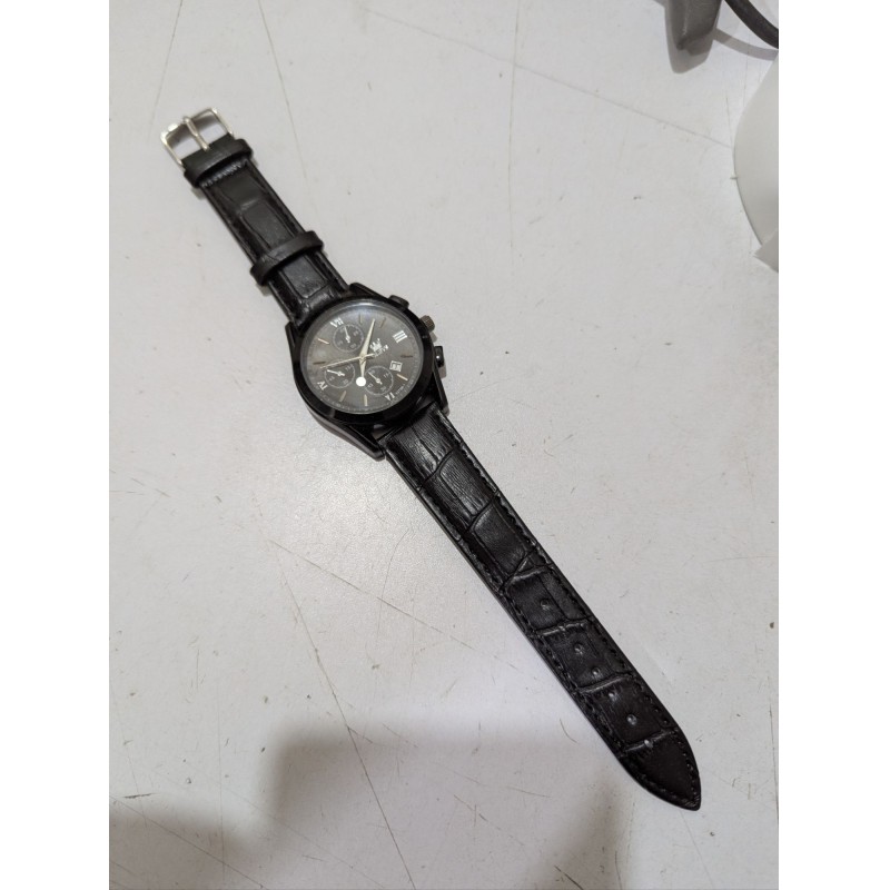 Picture of Luxury Men’s Chronograph Watch Featuring Black Dial with Luminous Hands Genuine Leather Strap Waterproof Quartz Movement Casual Business Wristwatch for Men Seeking Elegant Style and Precision Timekeeping Performance for Daily Wear.-Black