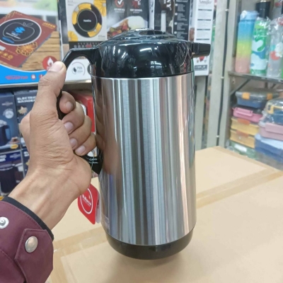 Picture of Regal 1L Flask - Double Wall Insulation, Leak-Proof Design, Stylish Silver Body, Glass Refill for Purity, Eco-Friendly Materials, Keeps Hot/Cold Drinks for 12-24 Hours, Convenient Plastic Handle-Multicolor