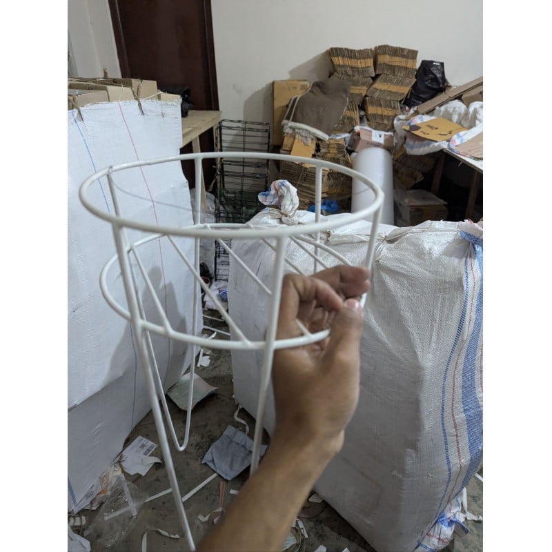 Picture of Modern White Metal Round Plant Stand and Flower Pot Holder for Indoor and Outdoor Home Decor, Durable Iron Garden Display Rack with Stylish Hairpin Legs, Perfect for Living Room and Balcony Decoration-Multicolor