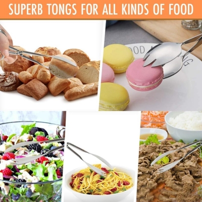 Picture of Stainless Steel , 10 Inch Serving with Comfortable Grip, Anti Rust and Corrosion Dishwasher Safe Fork for Home Kitchen Party Buffet Catering with Food Recipe Ebook-Silver