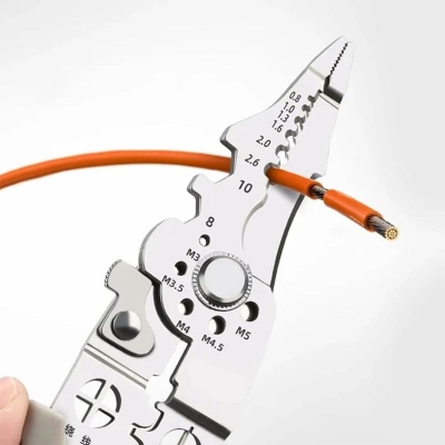Picture of Multifunctional Wire Stripper Crimper Cable Cutter Pliers, Multipurpose Wire Stripper Crimper Cable Cutter Pliers, Stainless Steel Electrical Wire Strippers and Crimping Tool (1 PCS)-Multicolor