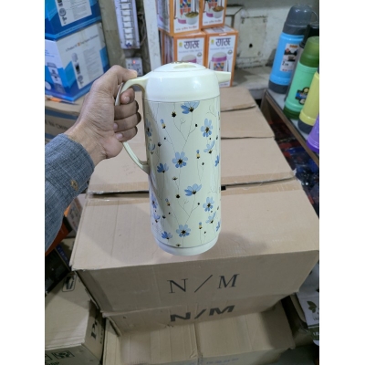 Picture of Elegant 1.8L Stainless Steel Vacuum Flask Featuring Beautiful Floral Pattern and Glass Refill Inner Insulation Available in Silver and Black Colors Perfect for Keeping Coffee and Tea Hot for Many Hours.-Multicolor