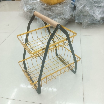 Picture of 1 pcs 2-Tier Countertop Fruit Basket Storage, Vegetable Rack Bread Display Stand for Kitchen-Multicolor