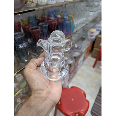 Picture of Premium Clear Glass Cruet Dispenser with Ergonomic Handle and Stopper for Serving Olive Oil Vinegar or Liturgical Water and Wine in Kitchens Restaurants and Church Services Featuring a Durable Leakproof Pouring Spout-Multicolor