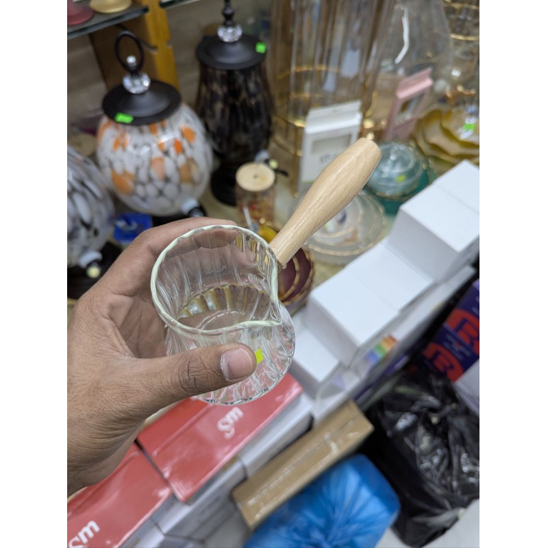 Picture of Luxury Heat Resistant Borosilicate Glass Turkish Coffee Pot with Premium Bamboo Handle for Stovetop Brewing Perfect for Making Authentic Greek Arabic Coffee at Home Every Day with Style.-Multicolor