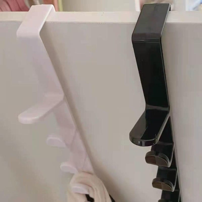 Picture of Multifunctional long row of hooks wardrobe hook behind the door storage for hanging clothes hats bags and accessories in bedroom bathroom or kitchen with punch-free easy installation and space-saving vertical design.-Multicolor