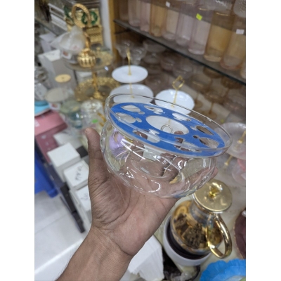 Picture of Premium Borosilicate Glass Teapot Warmer with Stylish Blue Aluminum Alloy Heating Plate for Keeping Your Favorite Tea Coffee and Milk Warm at Home or Office Perfectly Every Single Day and Night.-Multicolor