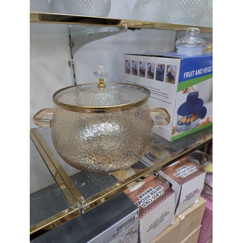 Picture of Premium Amber Borosilicate Glass Cooking Pot with Lid, Heat-Resistant Stovetop Saucepan, Versatile Clear Cookware for Soups, Noodles, Milk, & Baby Food, Non-Toxic & Easy-to-Clean Kitchen Essential-Multicolor