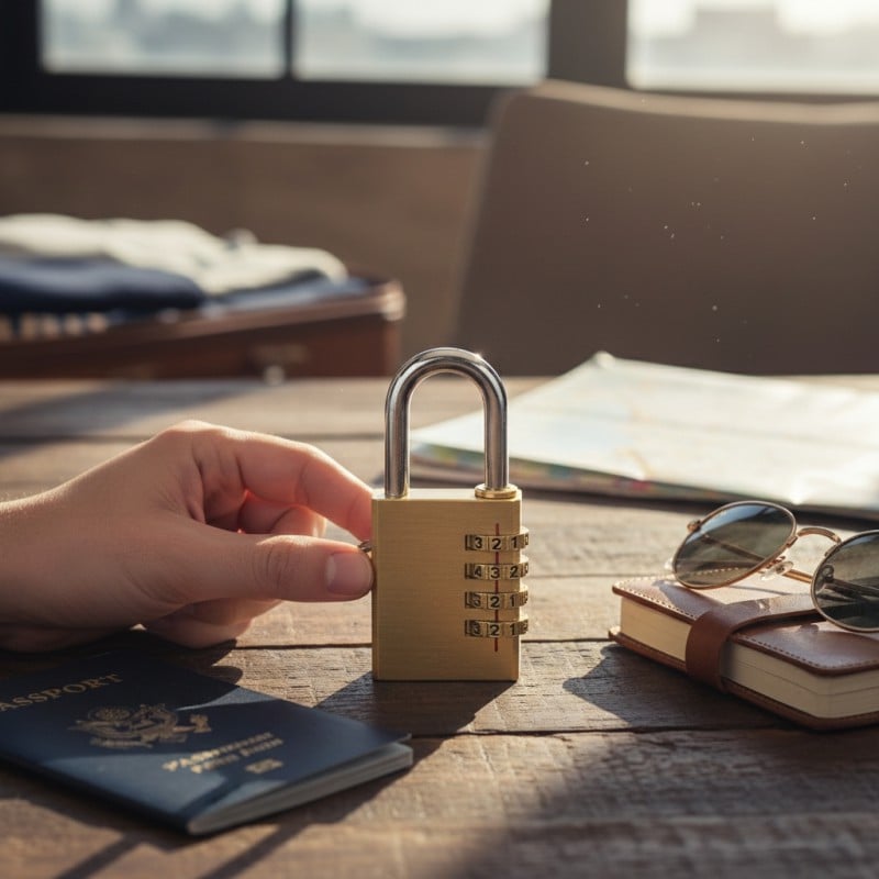 Picture of Secure Your Valuables with the TIMco CP38 38mm 4-Digit Combination Padlock - Resettable, Solid Brass Body, Hardened Steel Shackle, Weatherproof, Keyless Security Lock for Gym Lockers, Travel Luggage, Toolboxes, Gates, Sheds, and Storage Lockers-Multicolor
