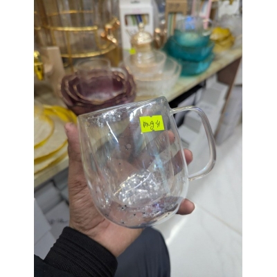 Picture of Double Wall Insulated Borosilicate Glass Mug for Hot and Cold Beverages with Handle, Heat-Resistant Clear Tea and Coffee Cup, Keeps Drinks Warm & Exterior Cool to Touch-Multicolor