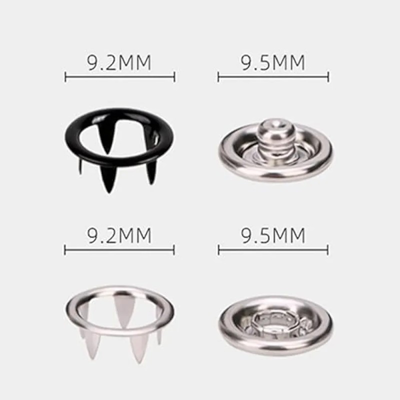 Picture of 200 pcs Thickened Snap Fasteners Kit (100PCS Silver Button + 100PCS Color Ring) Five-Claw Buckle Set with Hand Pressure Pliers Tool-Multicolor