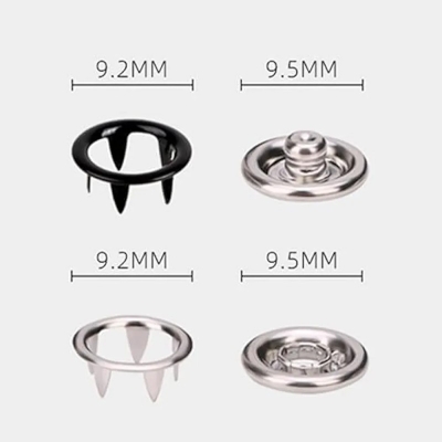 Picture of 200 pcs Thickened Snap Fasteners Kit (100PCS Silver Button + 100PCS Color Ring) Five-Claw Buckle Set with Hand Pressure Pliers Tool-Multicolor