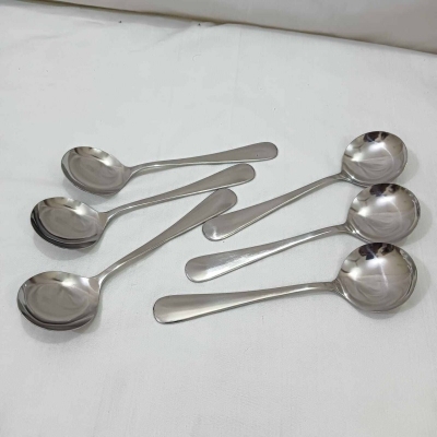 Picture of Nova Black Berry 6 Pcs High Quality Stainless Steel Soup Spoons-Silver