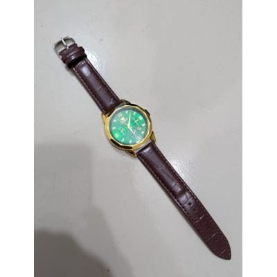 Picture of New Men’s Business Watch Gold Case Black Face Design Brown Leather Strap Quartz Analog Movement Water Resistant Construction Three Decorative Dials Calendar Display Premium Quality Men’s Fashion Accessory for Unique Style Daily.-Multicolor
