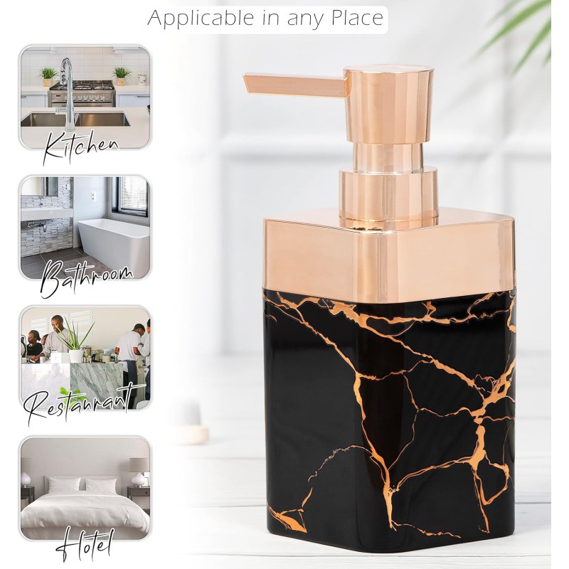 Picture of Soap Dispenser for Bathroom and Kitchen, Hand Soap Dispenser for Lotion, Shower Gel, Shampoo, Sanitizer Dispenser Refillable Liquid Dispenser with Rustproof Pump, Black-Black