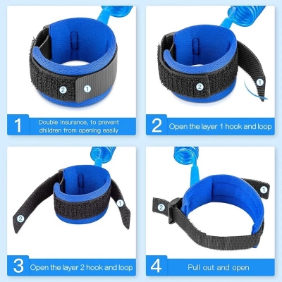 Picture of Child Safety Lock Baby Anti Lost Wrist Link Harness Strap Rope Kid Leash Walking Hand Belt Band Wristband for Toddlers Children -1 Pcs multiple color-Multicolor