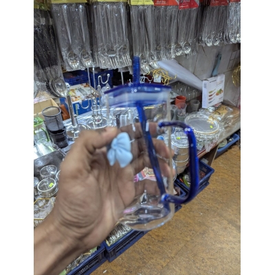 Picture of Premium Square Borosilicate Glass Coffee Mug featuring Aesthetic Blue 3D Bow Decoration, Leakproof Lid, Matching Reusable Straw, and Ergonomic Handle for Stylish Iced Tea, Smoothies, Milk, Juice, and Trendy Home Drinkware.-Multicolor