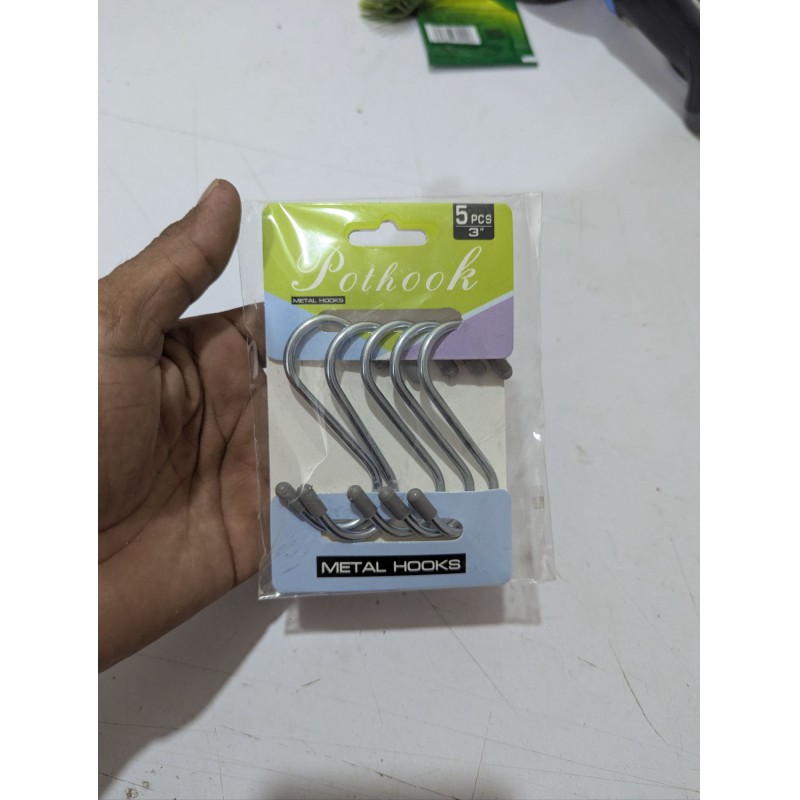 Picture of 5-Piece Set of Durable 3-Inch S-Shaped Metal Pothooks for Versatile Home Organization, Heavy-Duty Stainless Steel Hanging Hooks Ideal for Kitchen Utensils, Bathroom Towels, Garden Tools, and Space-Saving Closet Storage Solution-Multicolor