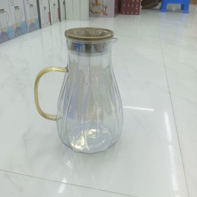 Picture of Premium Glass Water Pitcher with Stainless Steel Lid and Spout, Heat Resistant 2-Litre Modern Kettle Carafe for Hot and Cold Beverages, Dishwasher Safe Round BPA-Free Design with Anti-Corrosion Material and Strong Handle-multicolor