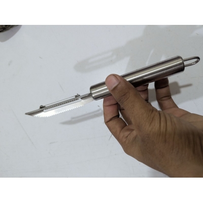 Picture of Stainless Steel Julienne Peeler and Vegetable Corer Tool with Serrated Blade for Kitchen Scraping and Slicing-Silver