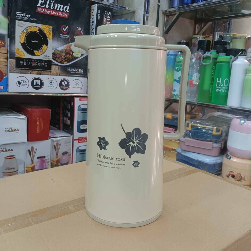 Picture of Tigrme 1.6L Flask - Double Wall Insulation, Glass Refill for Purer Taste, Leak-Proof, Portable, Eco-Friendly, Stylish Design, Keeps Drinks Hot or Cold for 12–24 Hours, Durable Plastic Handle-Multicolor