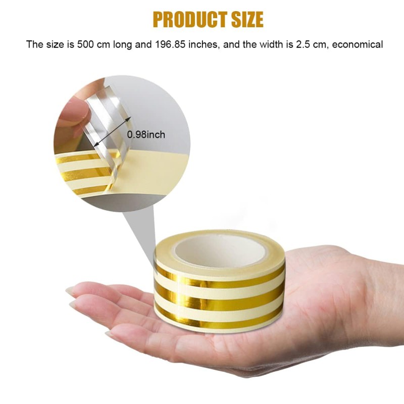 Picture of 5M Golden Tile Gap Tape, Home Tile Sticker Waterproof Tape PVC Self Adhesive Tape Ceramic Tile Gap Tape for Detailing Wall, Floor Tile Gap, Cabinetry (2.5CM*5M)-Gold