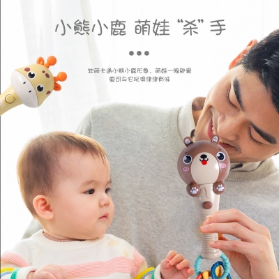 Picture of Animal Musical Rattle Stick Toy with Teether, Light & Sound | Giraffe Design Baby Toy | Safe for Infants | Random Color | Pack of 1-Multicolor