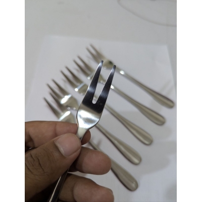 Picture of Premium Stainless Steel Two Prong Fruit Dessert Forks Set - Elegant Bistro Cocktail Appetizer Tasting Cutlery For Home Party Catering-Silver