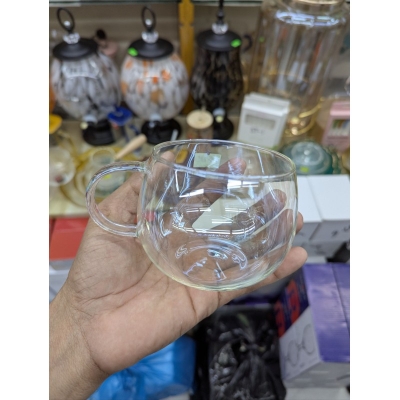 Picture of Premium Clear Double Wall Insulated Glass Coffee Mug Microwave and Dishwasher Safe Borosilicate Glass Cup for Milk Chocolate Beverage Mocha Cappuccino and Green Tea Lovers with Modern Minimalist Design Style.-Multicolor