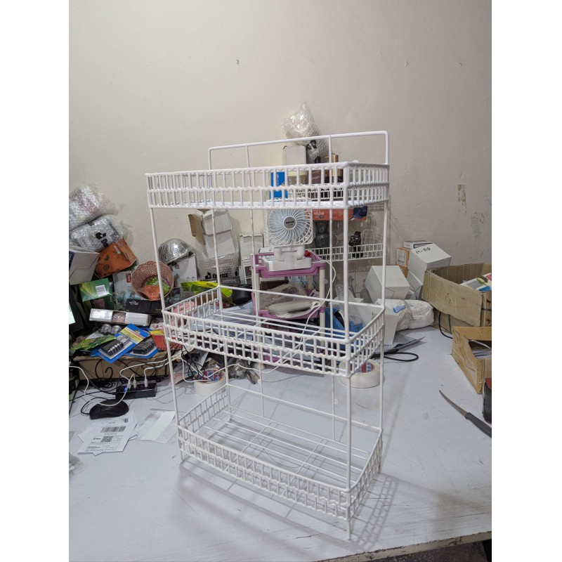 Picture of Buy 3 Tier Kitchen Spice Rack and Multipurpose Countertop Storage Organizer with White Powder Coated Finish for Organizing Spice Jars Bottles and Condiments in Small Kitchen Spaces Effectively for Home Use.-White