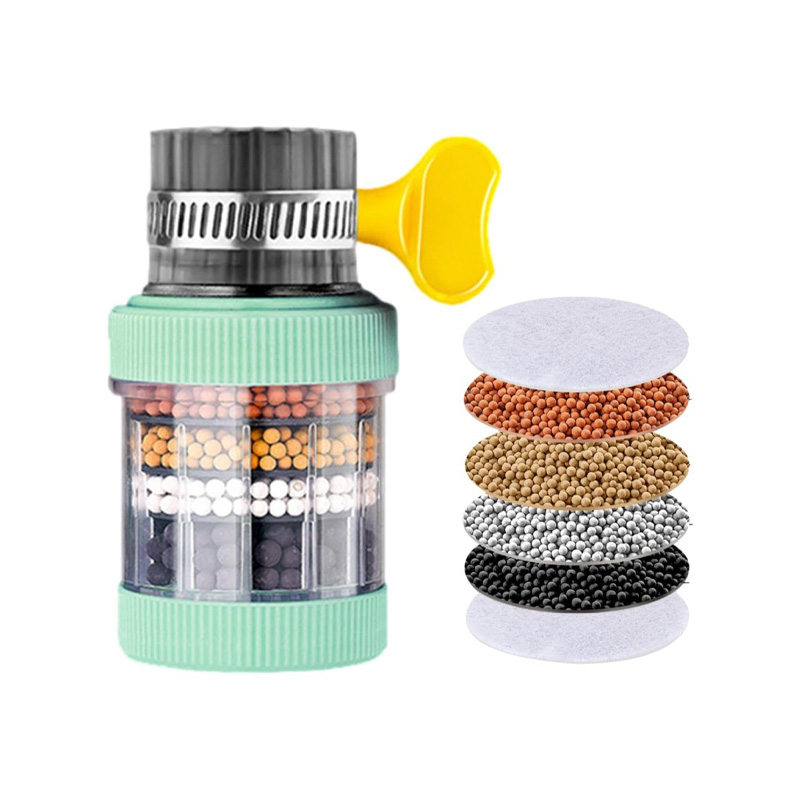 Picture of Tap Filter Pack of 1 Multilayer Faucet Filter with 4 Layer Activated Carbon Water Purifier Kitchen Sink Bathroom Tap Sprinkler Nozzle Cleanable Plastic Random Color Durable 1pcs-Multicolor