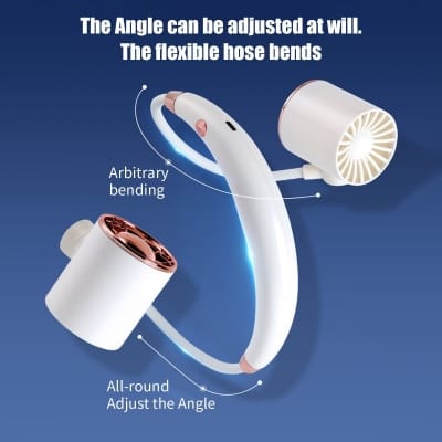Picture of Portable Neck Fan, Hands-Free Wearable Personal Fan with 3 Wind Speeds, 360 Degree Rotation Angle, USB Rechargeable Wearable Neck Fan for Office Outdoor Travel Sports Exercise and Hot Summer Days Relief-Multicolor