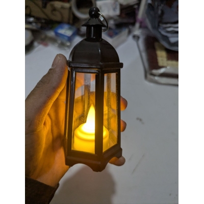 Picture of Retro Style Decorative LED Candle Lantern battery operated flameless flickering light for home indoor outdoor garden patio hanging lamp vintage antique design amber glow flicker safe for kids pets party decor.-Multicolor