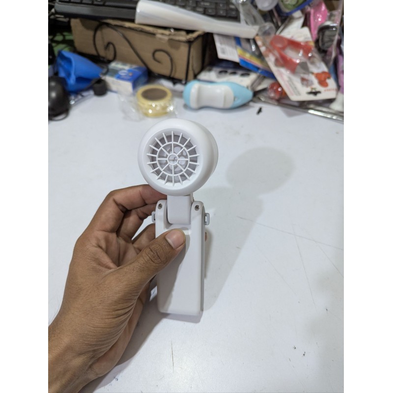 Picture of Portable Handheld Turbo Fan with LED Digital Display and 5-Speed Adjustable Wind Control for Quick Cooling During Outdoor Travel, Camping, Office Use, and Long-Lasting USB Rechargeable High-Capacity Battery Support.-Multicolor