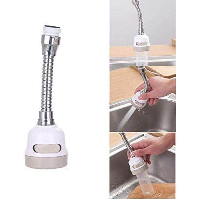 Picture of Moveable Kitchen Tap Head 360° Adjustable Spray Nozzle with Water Saving Filter, Internal Thread Connector Swivel Bubbler, White ABS Stainless Steel, Easy Installation for Bathroom and Sink Faucet Use.-white
