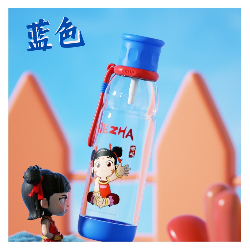 Picture of 600ML New Children’s Cute Creative Plastic Cup with Portable Straw, Ideal for Students, Summer School, Outdoor Drinking, Food-Grade Material, Lightweight, Easy-to-Carry, Perfect for Kids, Travel, Picnic, and Daily Use-blue