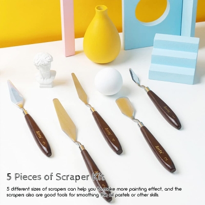 Picture of 5 Pieces Painting tools Set Stainless Steel Spatula Palette tools Painting Mixing Scraper Oil, Acrylic, Canvas Painting Accessories for Color Mixing-Lightwish-Multicolor