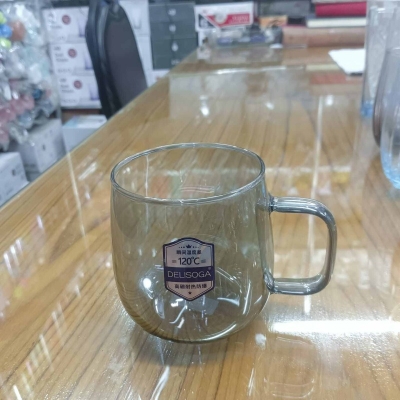Picture of Pack of 6 Black Borosilicate Glass Mugs - 520ml, Microwave Safe, Scratch Resistant, Lightweight, No Lid, Round Shape, Perfect for Tea, Coffee, Milk, and Hot or Cold Beverages, GPB27HS.-Black