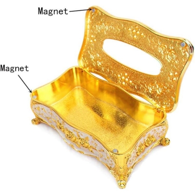 Picture of Tissue Cover Holder,Creative Embossed Roses and Rhinestones Rectangular Acrylic Tissue Box Cover Dispenser Napkin Organizer for Bathroom Bedroom Office and Car (light pink-Gold)-Multicolor